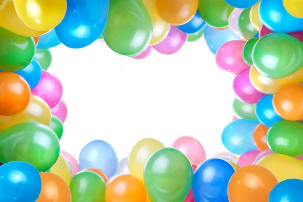Çerçeve Üzerinde Beyaz Izole Renkli Balonları — Stok fotoğraf