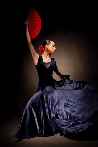 젊은 여자 블랙에 플 라 멩 코 춤 — 스톡 사진