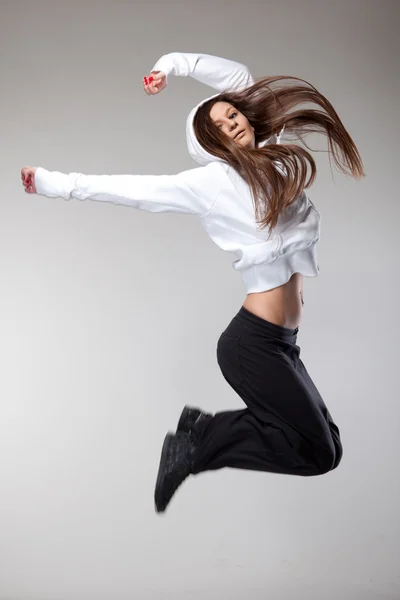 Attractive jumping woman — Stock Photo, Image