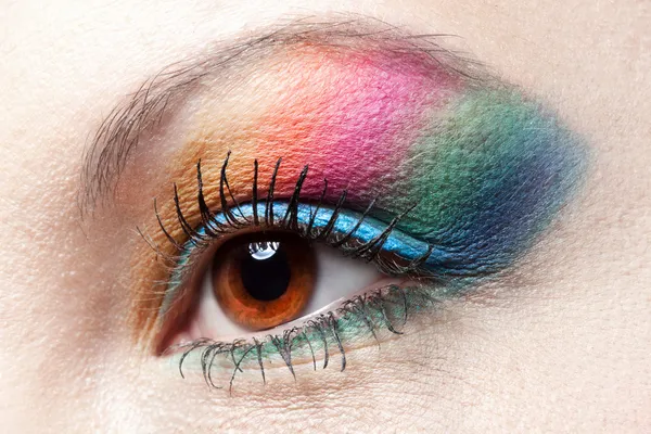 stock image Colorfull rainbow make-up on woman eye