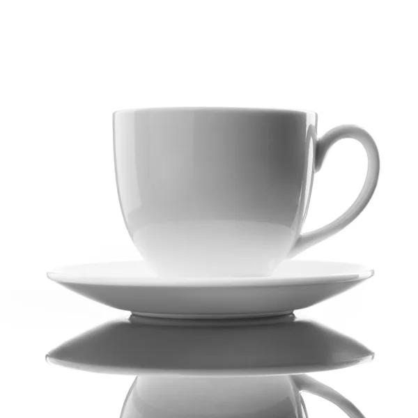 White cup and saucer on white — Stock Photo, Image