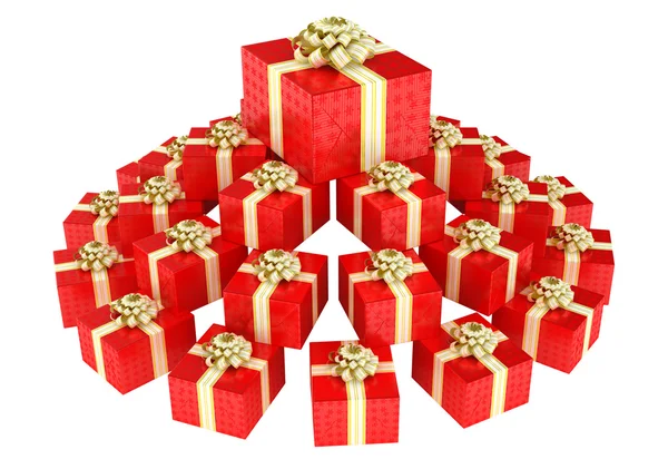 Cone heap em forma de caixas de presente vermelho — Fotografia de Stock