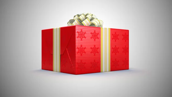 Scatola regalo o regalo con fiocco sopra grigio — Foto Stock