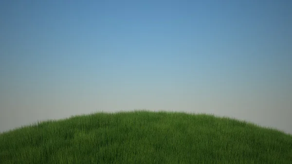 Grönt gräs landskap och blå himmel — Stockfoto