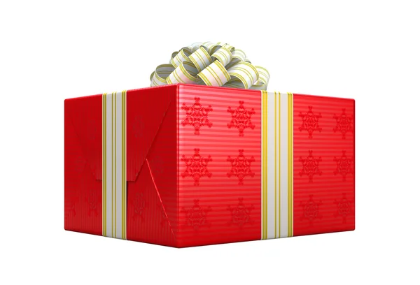 Красный подарок или подарочная коробка с луком — стоковое фото