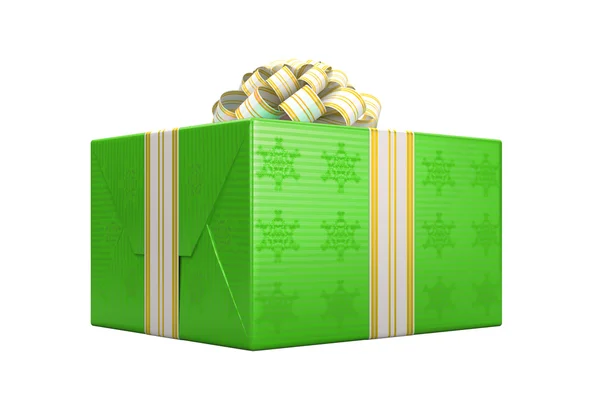 Зеленый завернутый подарок или подарочная коробка — стоковое фото