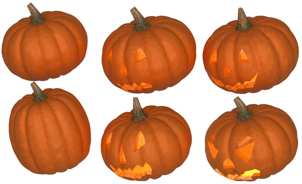 Halloween pumpkins collection on white — Stock Photo, Image