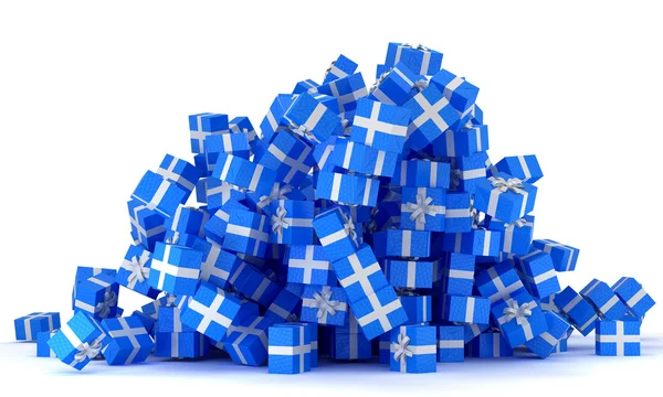 Montón de cajas de regalo azules — Foto de Stock