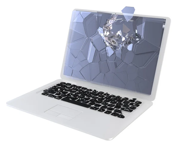 Het veiligheidsconcept - beschadigde laptop — Stockfoto