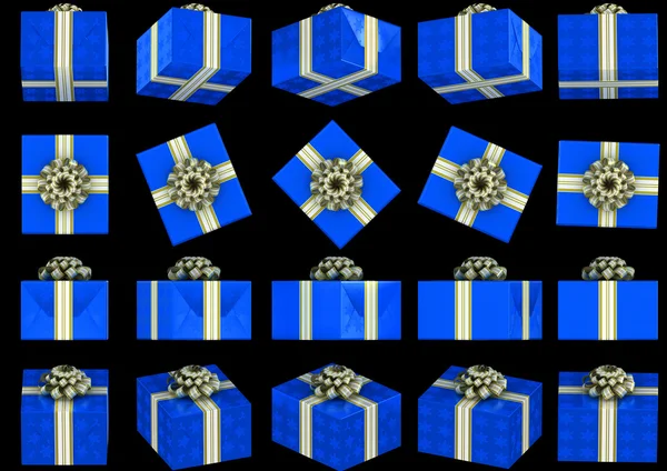Verschillende weergaven van blauwe geschenkdoos — Stockfoto