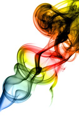 Colored Abstract smoke swirls on white clipart