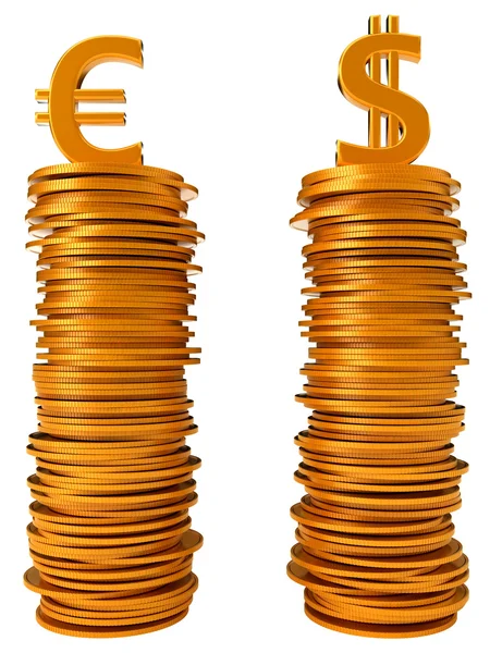 Equação da moeda - Dólar dos EUA e Euro — Fotografia de Stock