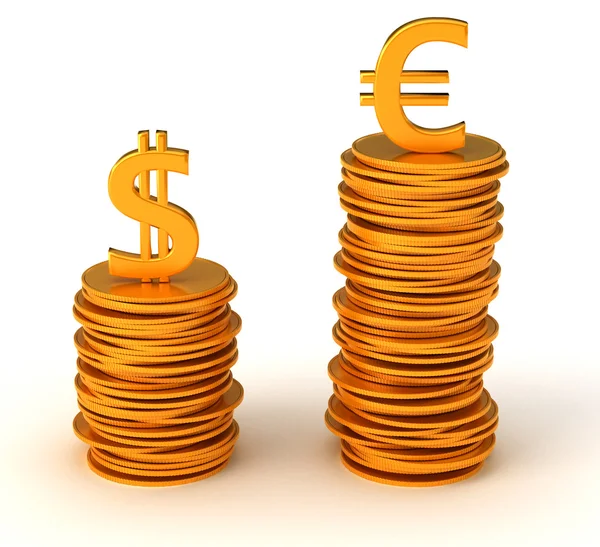 Desigualdad de divisas: dólar estadounidense y euro —  Fotos de Stock