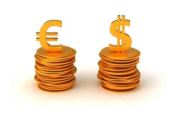 Euro y dólar estadounidense Ecuación monetaria — Foto de Stock