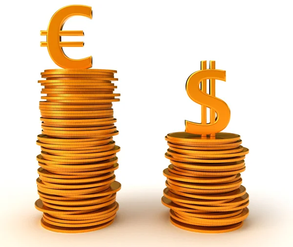 Euro valuta dominancy over ons dollar — Stockfoto