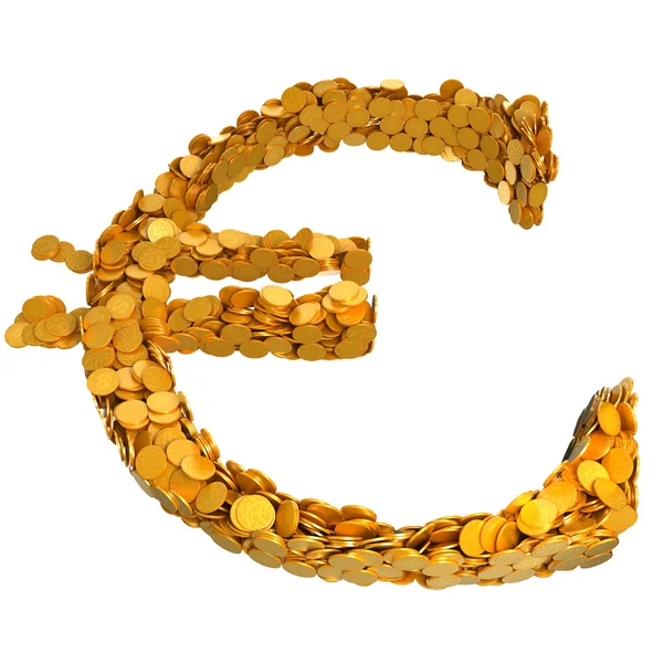 Euro symbole de devise assemblé avec des pièces — Photo