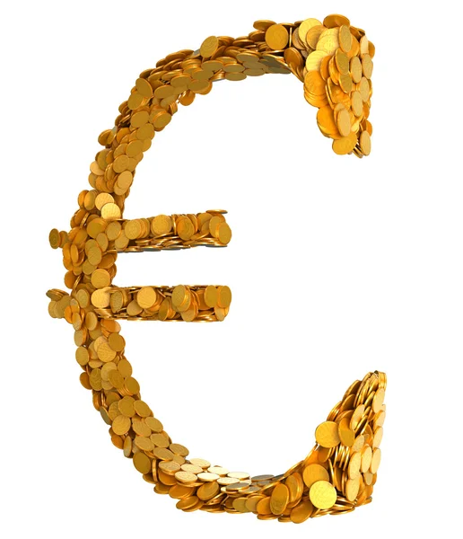 Gyllene euro. symbol med mynt — Stockfoto