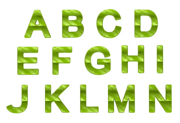 Γράμματα α-n πράσινα φιλικά προς το περιβάλλον με χόρτο μοτίβο — Φωτογραφία Αρχείου