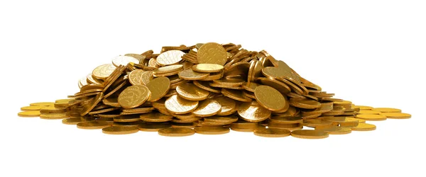 Heap of golden coins isolated — Stock Photo, Image