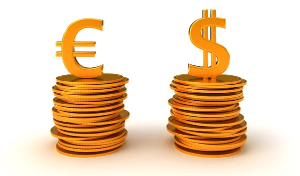 Ons dollar en euro valuta vergelijking — Stockfoto