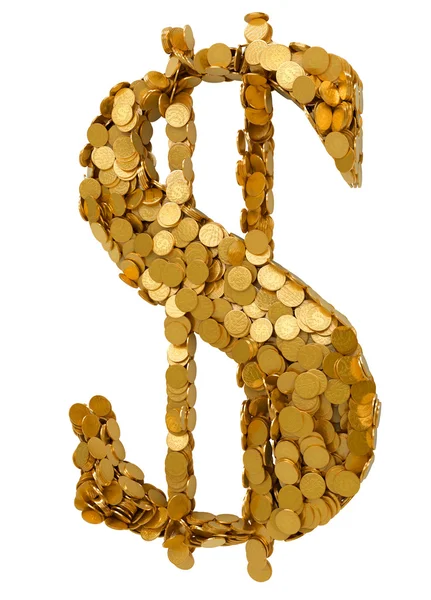 American Dollar symbol assembled with coins — Stock Photo, Image