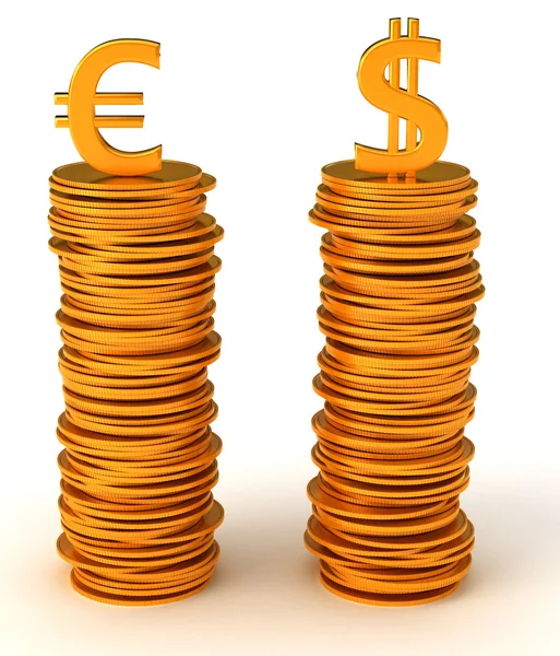 Igualdade de moedas - Dólar dos Estados Unidos e Euro — Fotografia de Stock