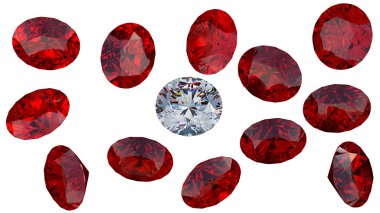 Large diamond among red rubies clipart