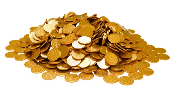 Earnings. Heap of golden coins isolated — Stock Photo, Image