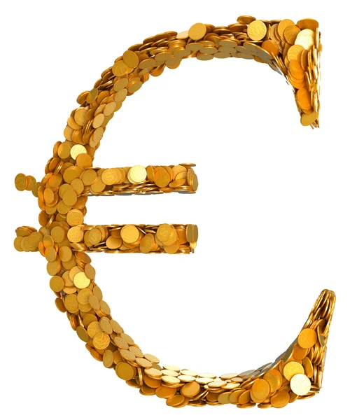 Euro currency and cash. Symbol assembled with coins — Stock Photo, Image