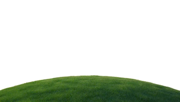 Grünes Gras auf einem Hügel vereinzelt über Weiß — Stockfoto