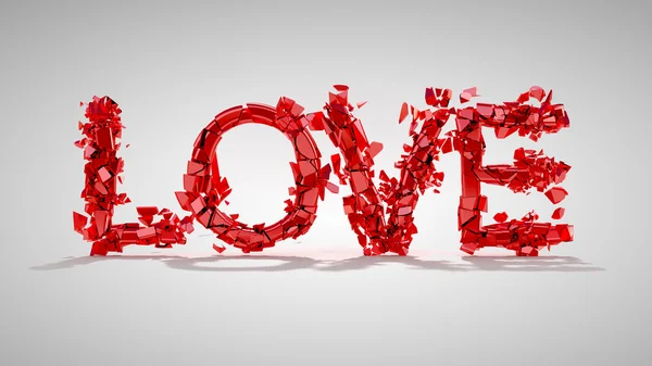 Concepto de amor y divorcio - palabra roja rota — Foto de Stock
