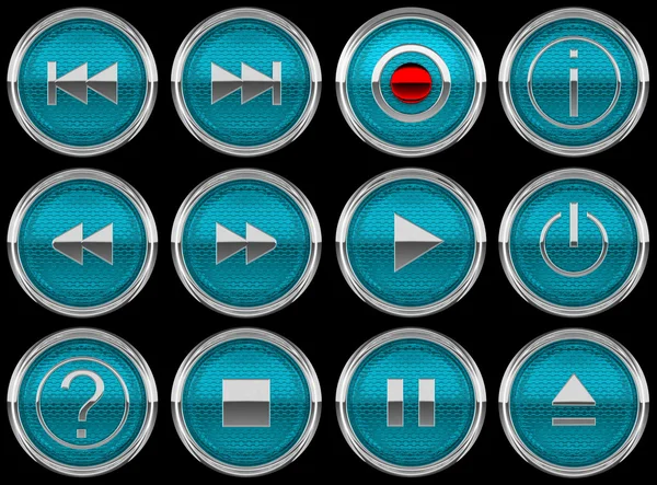 Icônes ou boutons du panneau de contrôle bleu — Photo