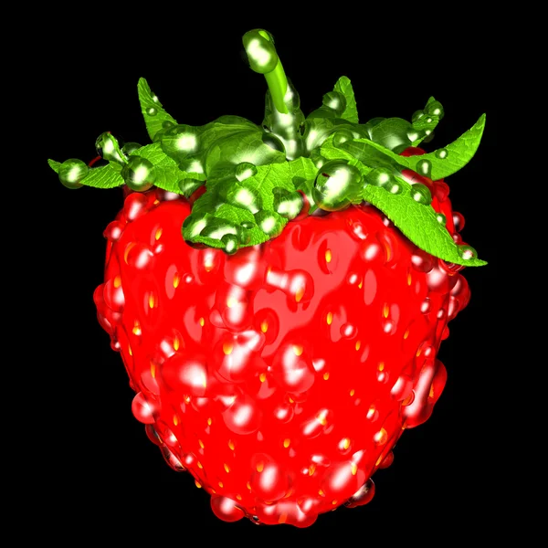 Erdbeere mit Wassertropfen isoliert — Stockfoto