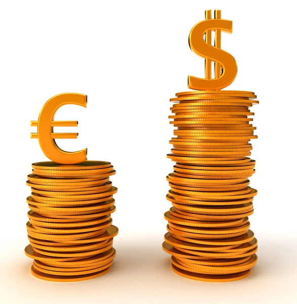 Vantagem do dólar americano sobre o euro — Fotografia de Stock