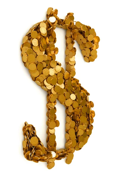 American Dollar symbol shaped with coins — Stock Photo, Image