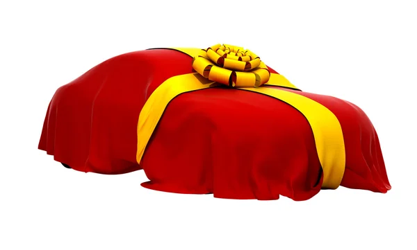 Автомобиль мечты покрыт красной тканью — стоковое фото