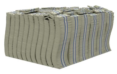 Huge pile of US dollars isolated clipart