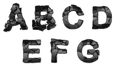 Broken A-G font letters clipart