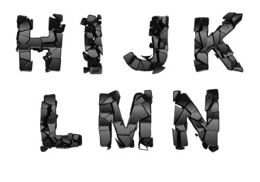 Broken H-N font letters clipart