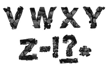 Broken V-Z font letters clipart