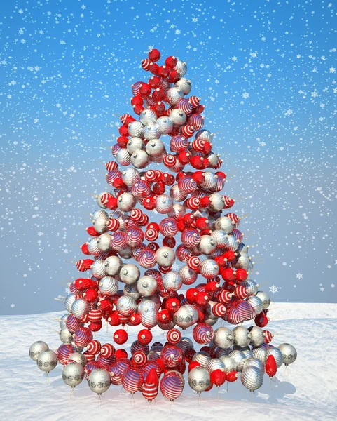 Firtree shape assembled with Xmas decoration — Stock Photo, Image