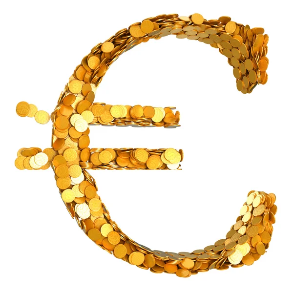 Moeda e numerário em euros dourados — Fotografia de Stock