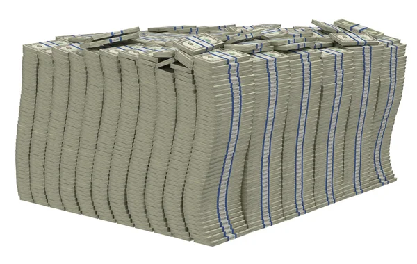 Enorme pilha de dólares americanos isolados — Fotografia de Stock