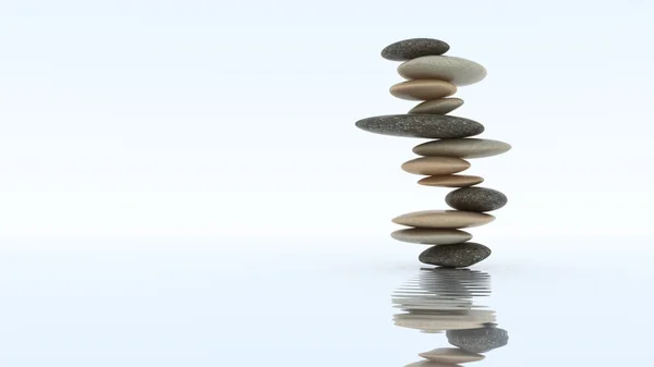 Stability concept. Pebble stack on water — Stock Photo, Image