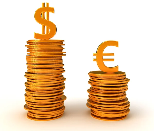 Ventaja del dólar estadounidense sobre la moneda en euros — Foto de Stock