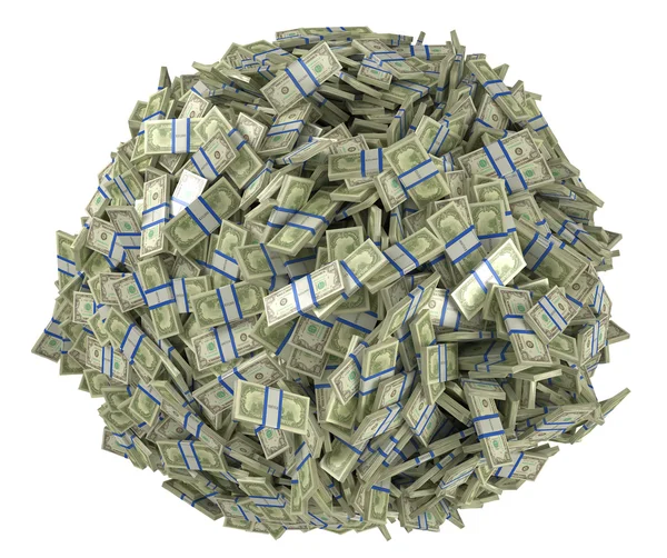 Forma de bola montada de pacotes de dólares dos EUA — Fotografia de Stock