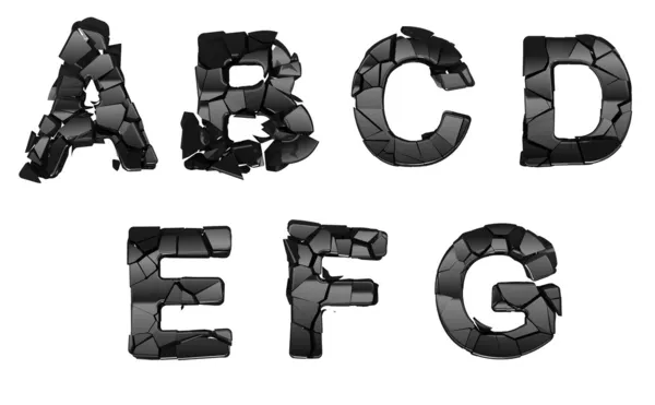 Broken A-G font letters — Stock Photo, Image