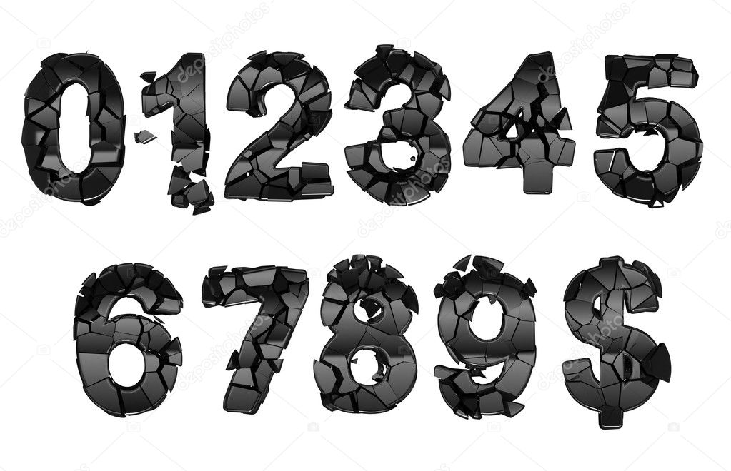 Broken 0-9 font numerals
