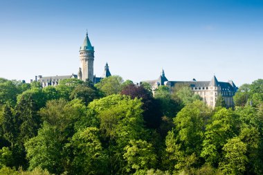 Luxembourg castle and green trees clipart