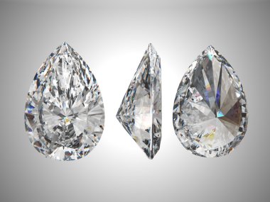 Three views of pear diamond clipart